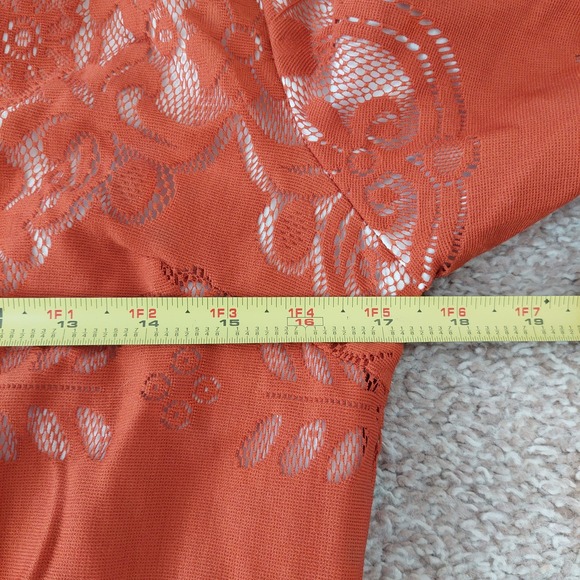 Ivy City Co. Monroe Lace Button Down Midi Dress Burnt Orange Size Medium - Picture 8 of 10